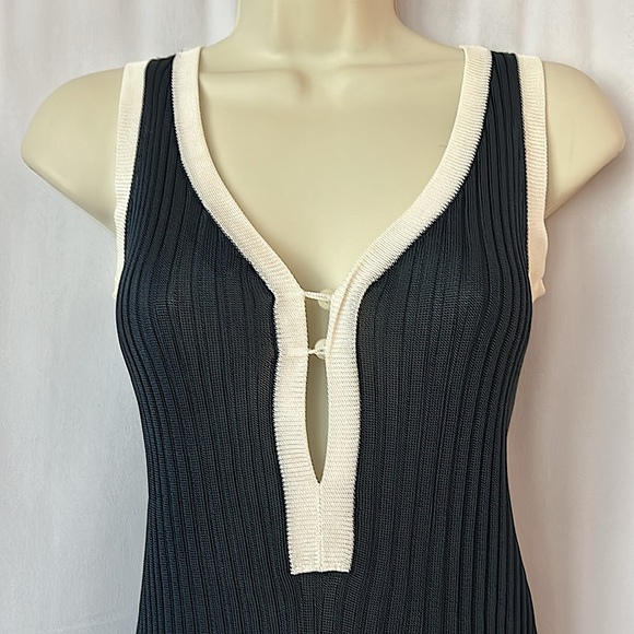 Prada Authenticated Navy Blue White Piping Sleeveless Tank Top Shirt **Sz XXS** - Picture 3 of 4